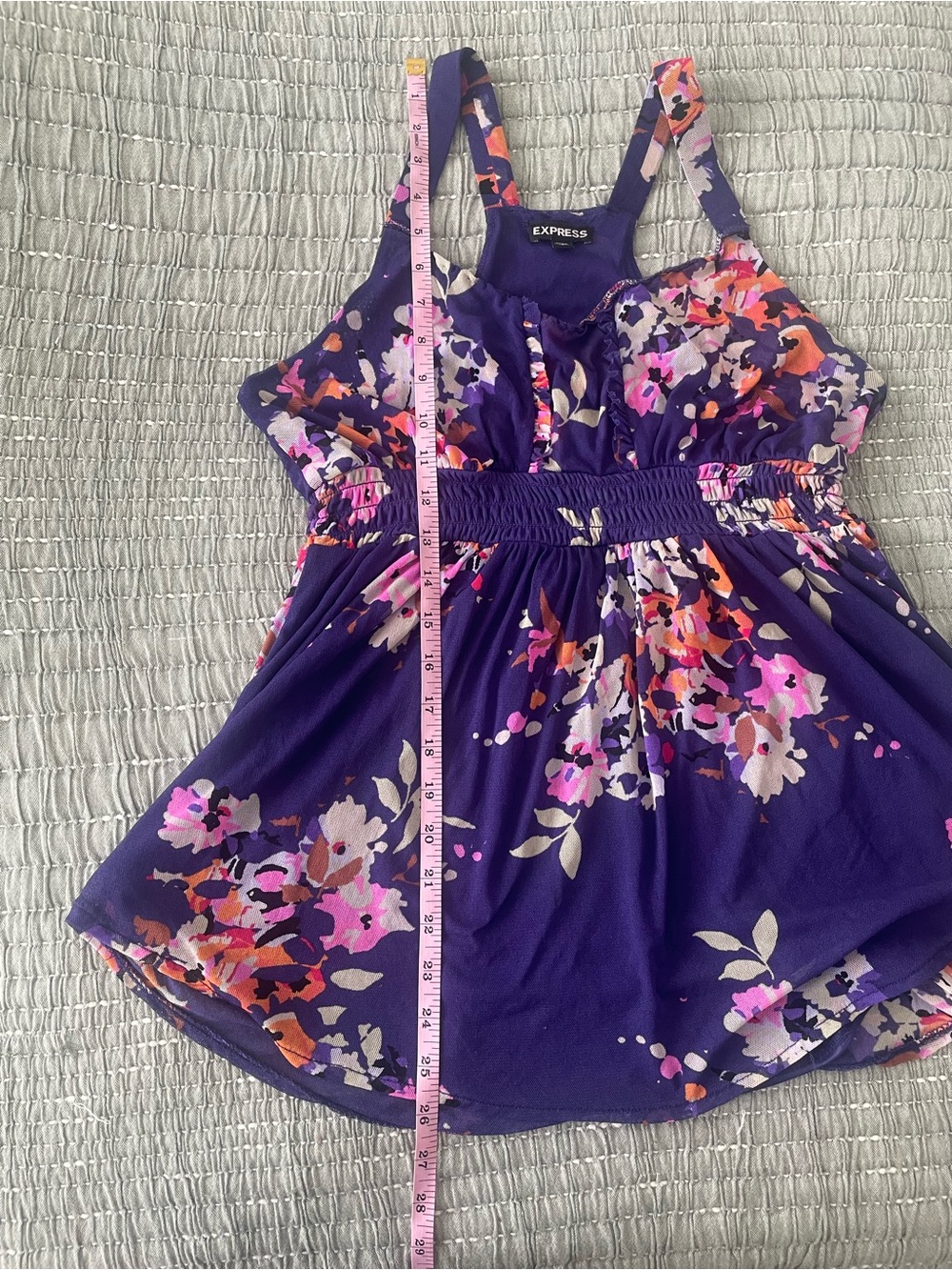 Share Express Y2K Ruffle Detail Babydoll Top Size S Purple Floral Fairy Boho - Picture 8 of 10